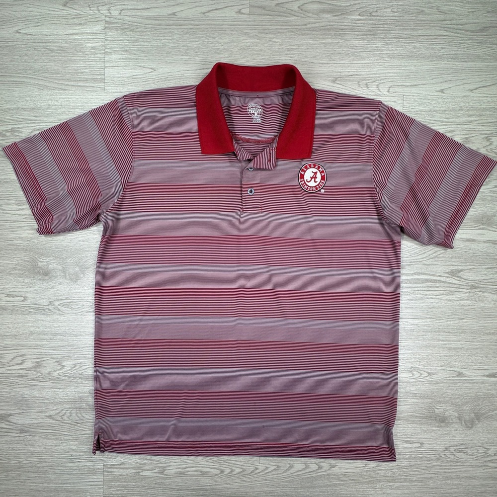 Rivalry Threads Men's Polo Shirt Alabama Crimson Tide Red Striped XL Golf Top